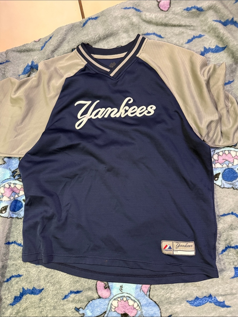 Majestic Yankees Navy and Gray Kids Jersey Top